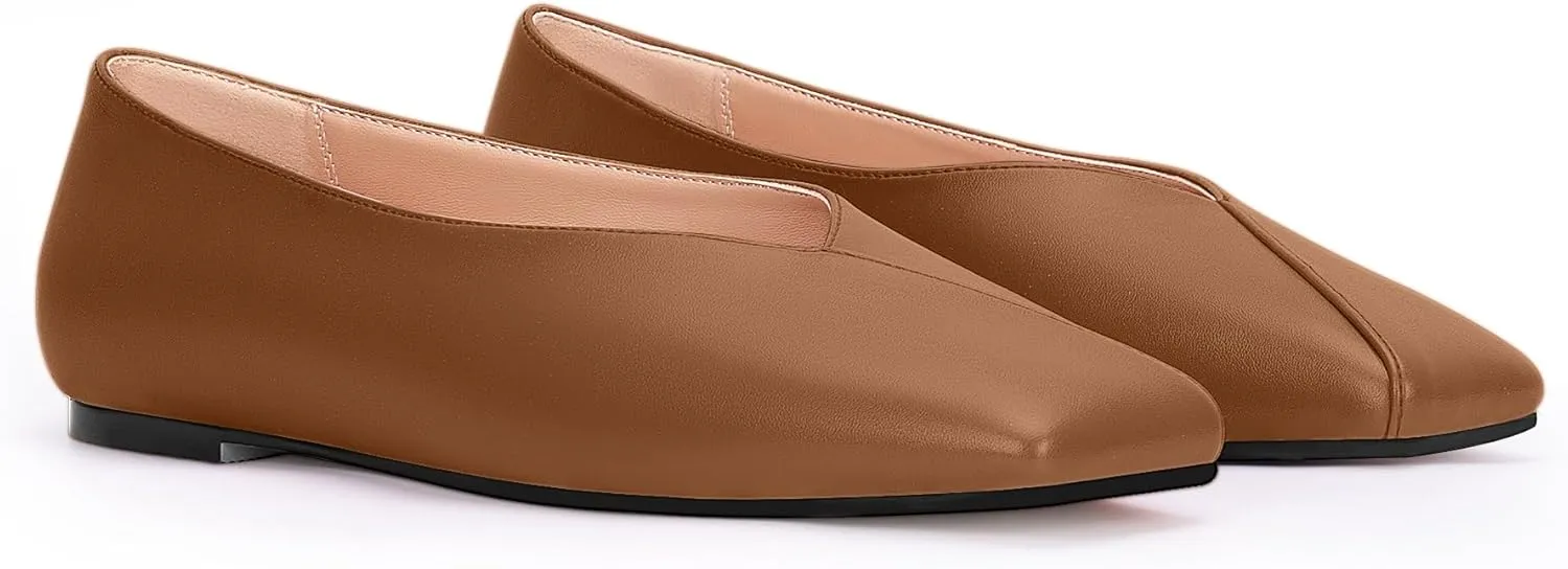Women's Soft Ballet Silver Flats Elegant Slip On Square Toe Walking Single Shoes