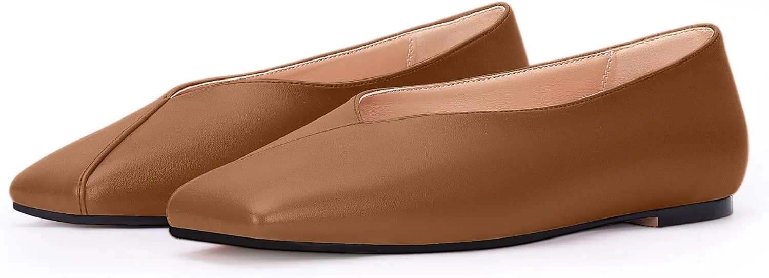 Women's Soft Ballet Silver Flats Elegant Slip On Square Toe Walking Single Shoes