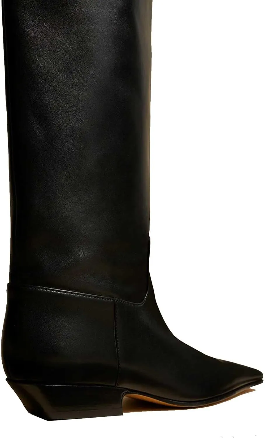 Women's Square Toe Flat Heel Knee High Boots Slip On Boots Low Heel Formal Wide Calf Comfortable Retro Casual Walking Party Office Flat Boots