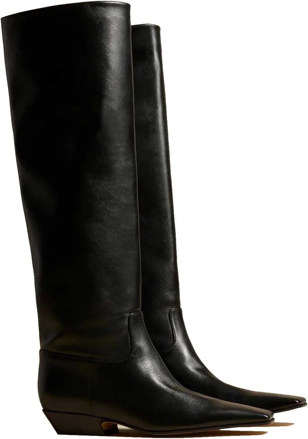 Women's Square Toe Flat Heel Knee High Boots Slip On Boots Low Heel Formal Wide Calf Comfortable Retro Casual Walking Party Office Flat Boots