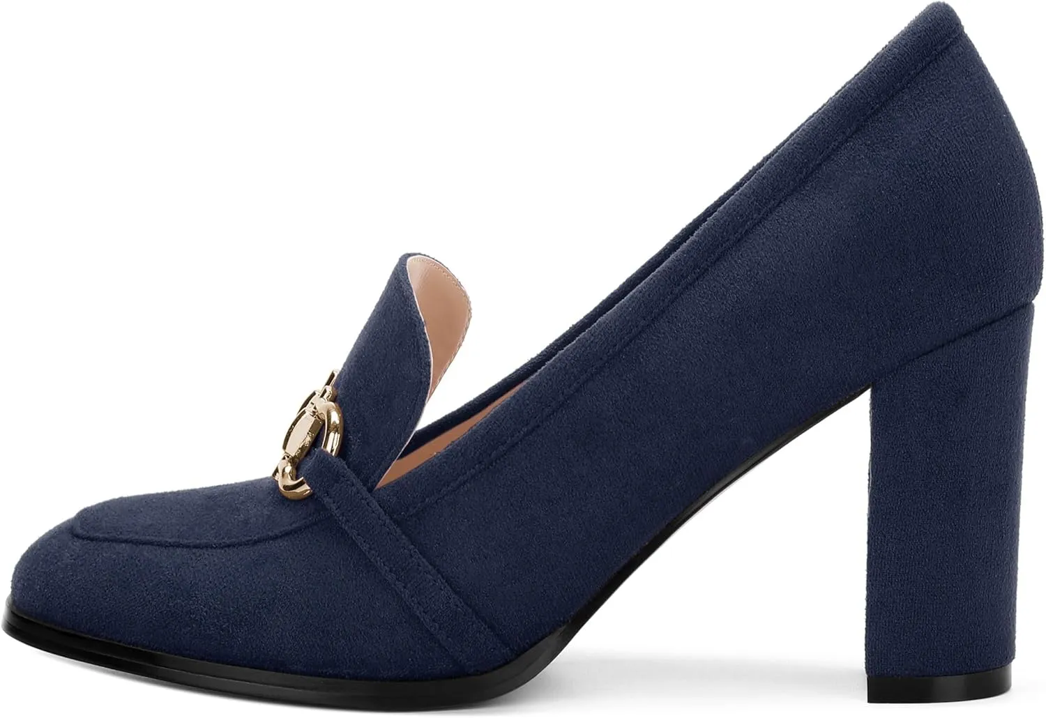 Women's Square Toe High Heeled Loafers, Fashion Chunky Heel Pumps for Women, Casual Party Work Shoes