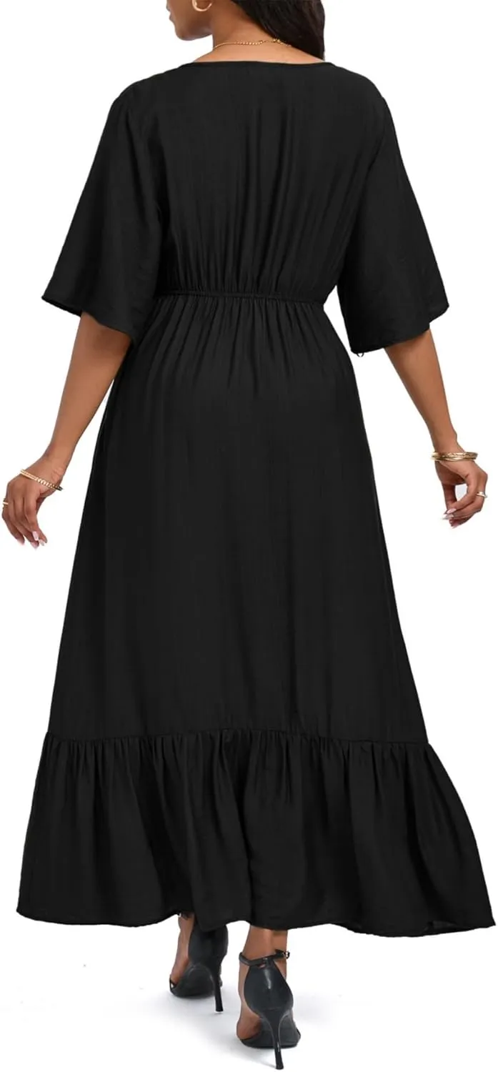 Women's Summer Half Sleeve Maxi Floral Dresses with Pockets