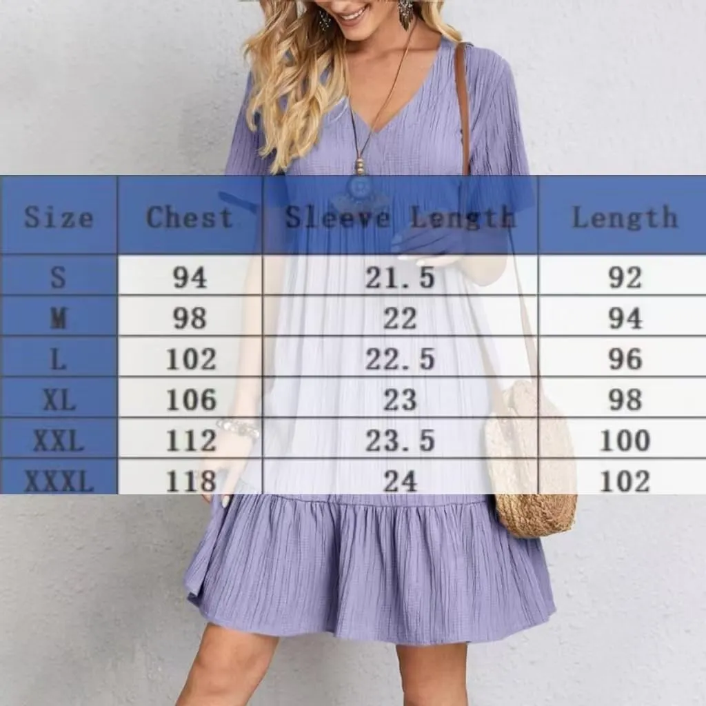 Womens Summer Pleated Ruffle Flowy Beach Sundresses, Short Sleeve V Neck Vacation T Shirt Dress Beach Sundresses