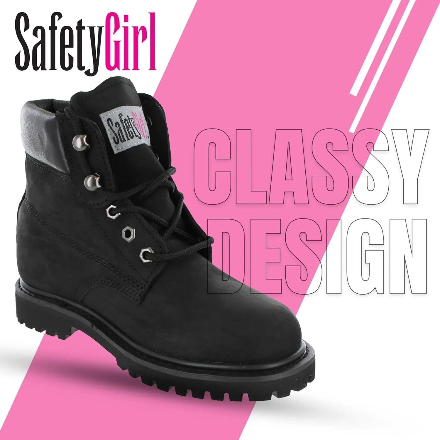Women’s Work Boots | Waterproof Leather Work Boots for Women | Oil & Slip-Resistant Soft Toe Boots for Women | Premium Nubuck Leather | Lightweight and Comfortable | Black Leather - 7M
