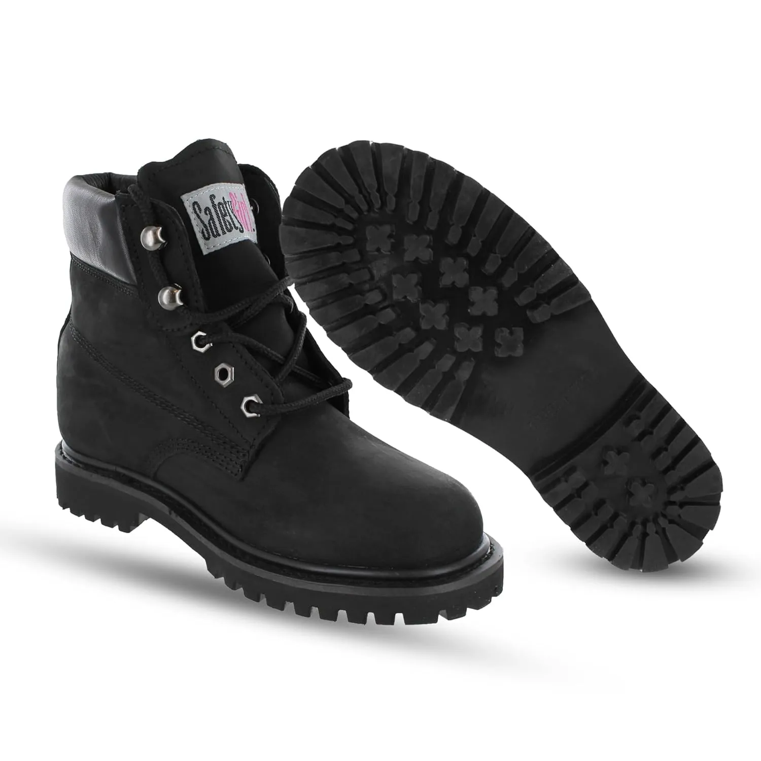 Women’s Work Boots | Waterproof Leather Work Boots for Women | Oil & Slip-Resistant Soft Toe Boots for Women | Premium Nubuck Leather | Lightweight and Comfortable | Black Leather - 7M