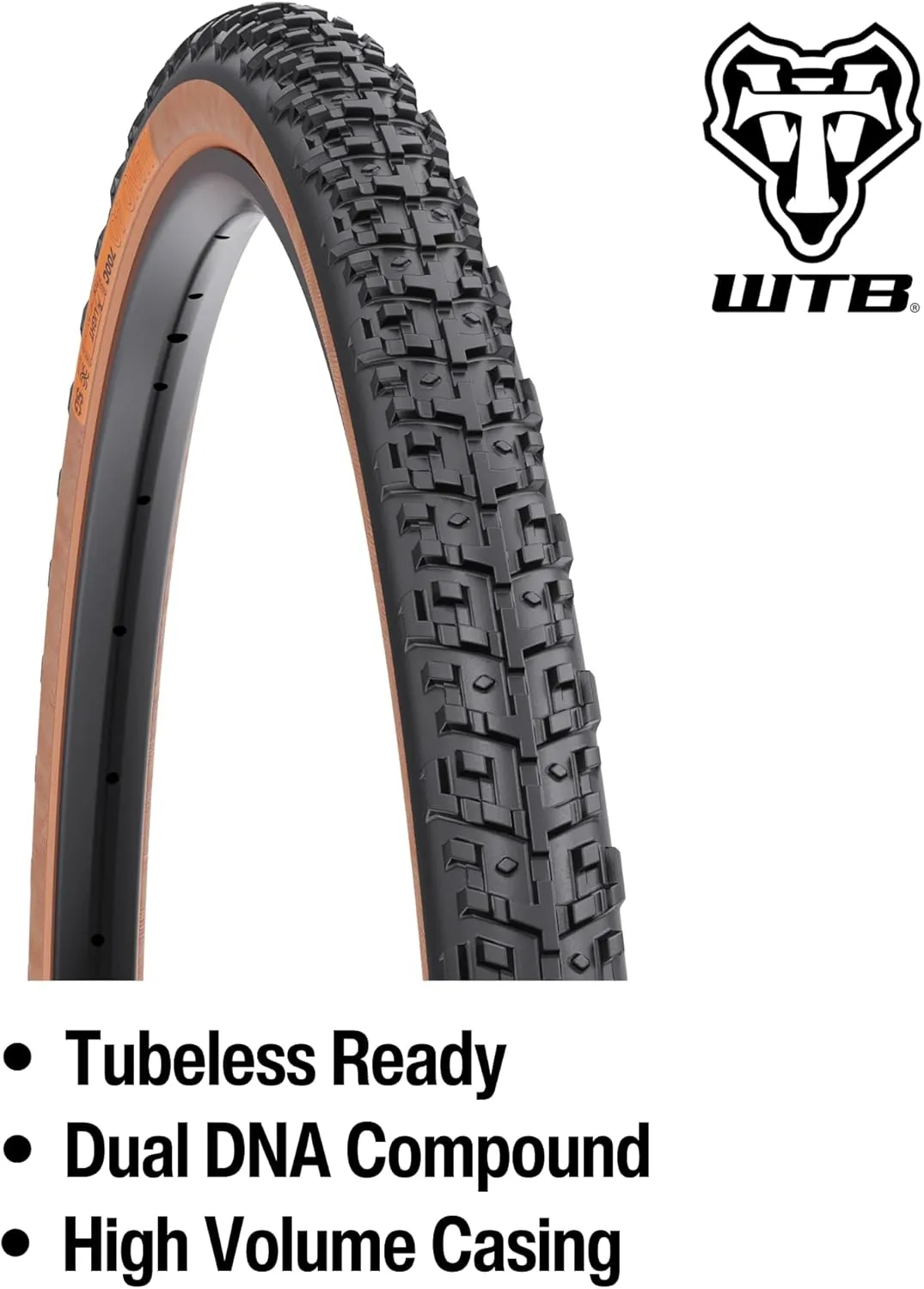 WTB Nano Gravel & Cyclocross Bike Tire, Tubeless Ready Folding Bead, Lightweight Fast Rolling, Dual DNA Compound, Choose from 60 or 120tpi & Black or Tan Sidewall, SG2 Puncture Protection Available