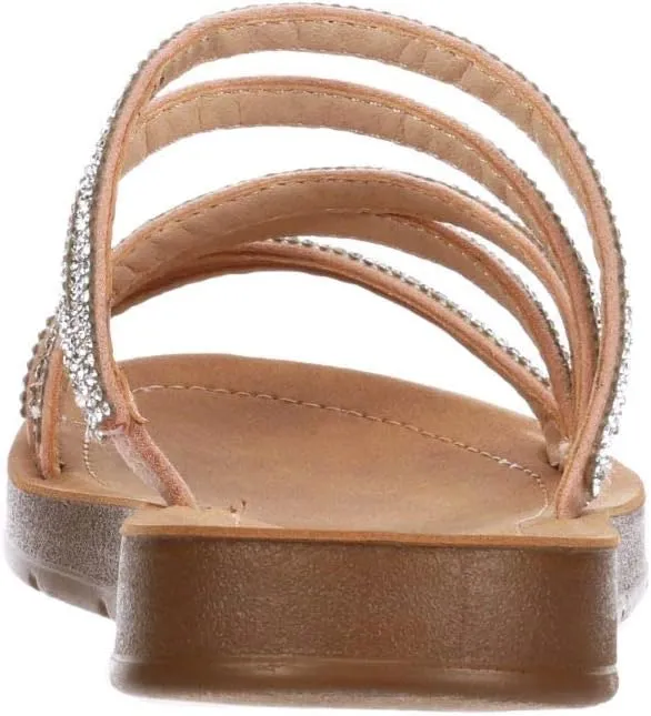 XAPPEAL Women's Scarlett - Strappy Rhinestone Casual Comfort Dressy Flats Sandals for Summer