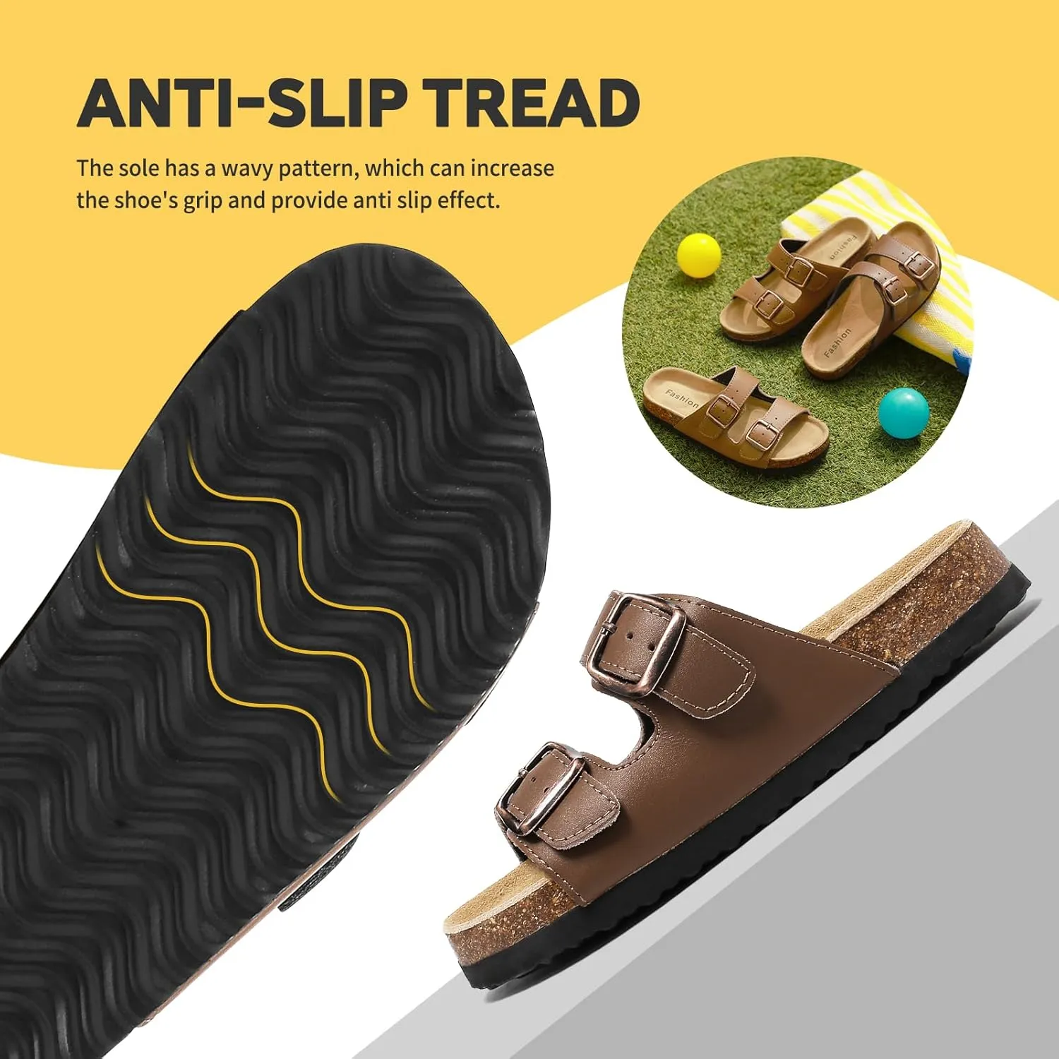 XTJSCBDSH Kids Sandals Boys Girls Slide Adjustable Back Strap Cork Toddler Slippers Casual Summer Shoes Open Toes with Cork Footbed