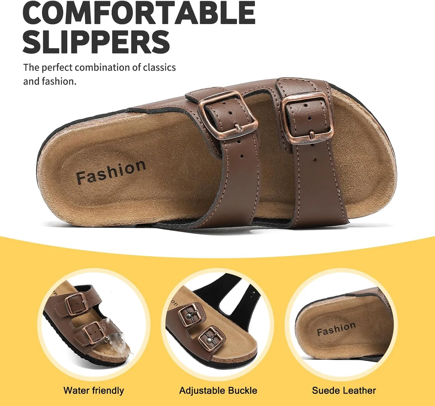 XTJSCBDSH Kids Sandals Boys Girls Slide Adjustable Back Strap Cork Toddler Slippers Casual Summer Shoes Open Toes with Cork Footbed