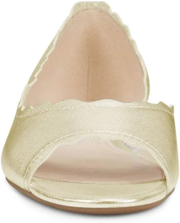 XYD Women Chic Open Peep Toe Wave Ballet Flats D'Orsay Slip On Loafers Dress Comfortable Casual Walking Shoes