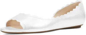 XYD Women Chic Open Peep Toe Wave Ballet Flats D'Orsay Slip On Loafers Dress Comfortable Casual Walking Shoes