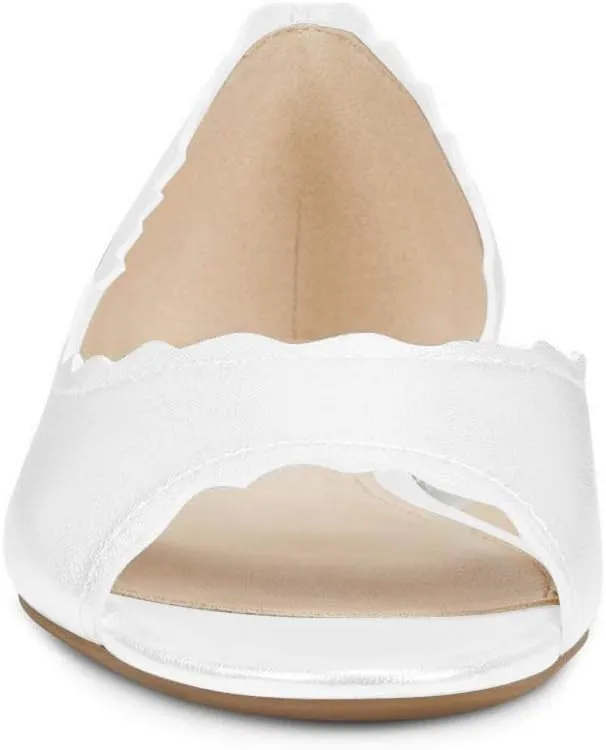 XYD Women Chic Open Peep Toe Wave Ballet Flats D'Orsay Slip On Loafers Dress Comfortable Casual Walking Shoes