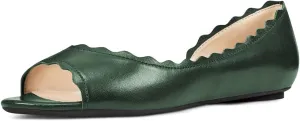 XYD Women Chic Open Peep Toe Wave Ballet Flats D'Orsay Slip On Loafers Dress Comfortable Casual Walking Shoes