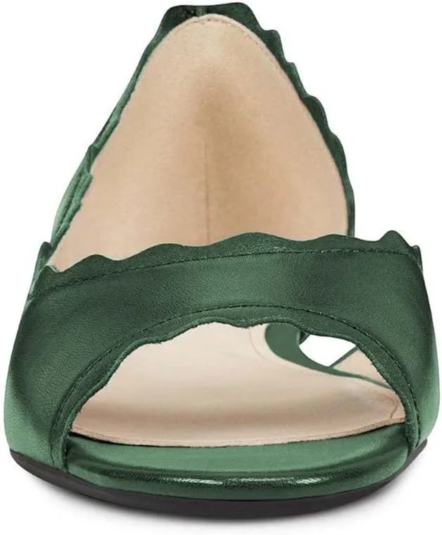 XYD Women Chic Open Peep Toe Wave Ballet Flats D'Orsay Slip On Loafers Dress Comfortable Casual Walking Shoes
