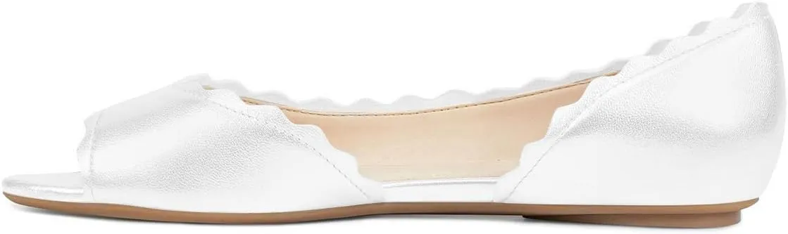 XYD Women Chic Open Peep Toe Wave Ballet Flats D'Orsay Slip On Loafers Dress Comfortable Casual Walking Shoes