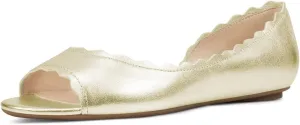 XYD Women Chic Open Peep Toe Wave Ballet Flats D'Orsay Slip On Loafers Dress Comfortable Casual Walking Shoes