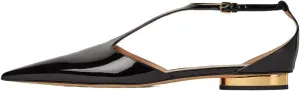 XYD Women Chic Pointed Closed Toe Flats Sleek Low Heel Chunky Slender T-Strap with Buckle Dress Party Casual Shoes