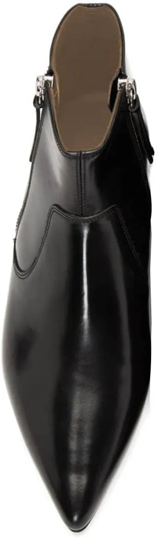 XYD Women's Formal Pointed Closed Toe Flats Ankle Boots Low Heel Booties Office Dress Shoes with Double Side Zippers