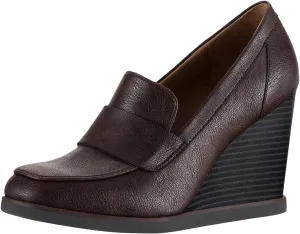 YDN Women Dressy Strappy Pumps Square Closed Toe Slip On Loafers Wedge High Heels Shoe Business Daily Size 4-15 US