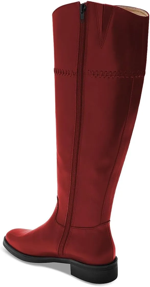 YDN Women Fashion Knee High Boots Round Toe Braid Flats Block Low Heels Zippers Shoes Party Shopping Daily Size 4-16 US