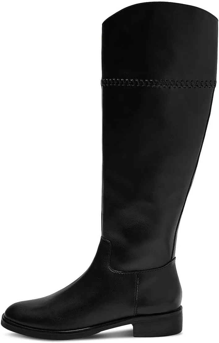 YDN Women Fashion Knee High Boots Round Toe Braid Flats Block Low Heels Zippers Shoes Party Shopping Daily Size 4-16 US