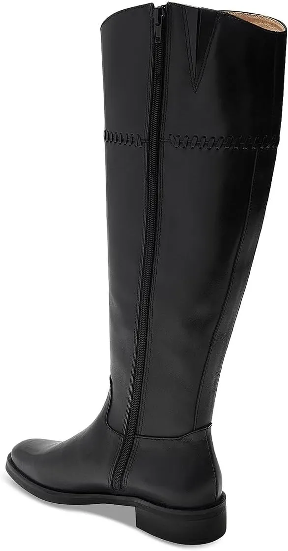YDN Women Fashion Knee High Boots Round Toe Braid Flats Block Low Heels Zippers Shoes Party Shopping Daily Size 4-16 US