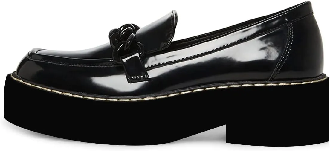 YDN Women Thick Platform Penny Loafers Round Toe Chunky Low Heel Pumps Chain Slip on Outdoor Walking Shoes Size 4-15 US