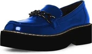 YDN Women Thick Platform Penny Loafers Round Toe Chunky Low Heel Pumps Chain Slip on Outdoor Walking Shoes Size 4-15 US