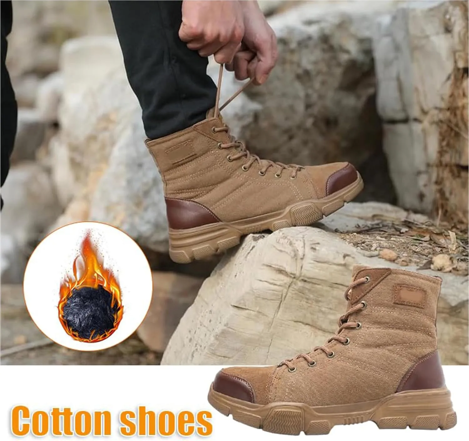 YTINGNICE Boots for Men Boots for Men Mens Steel Toe Work Boots Lightweight Breathable Shoes for Hiking Boots