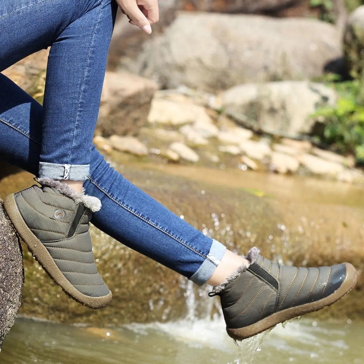 YUKTOPA Winter Snow Boots Slip-on Water Resistant Booties Anti-Slip Lightweight Ankle Boots with Full Fur for Men Women …
