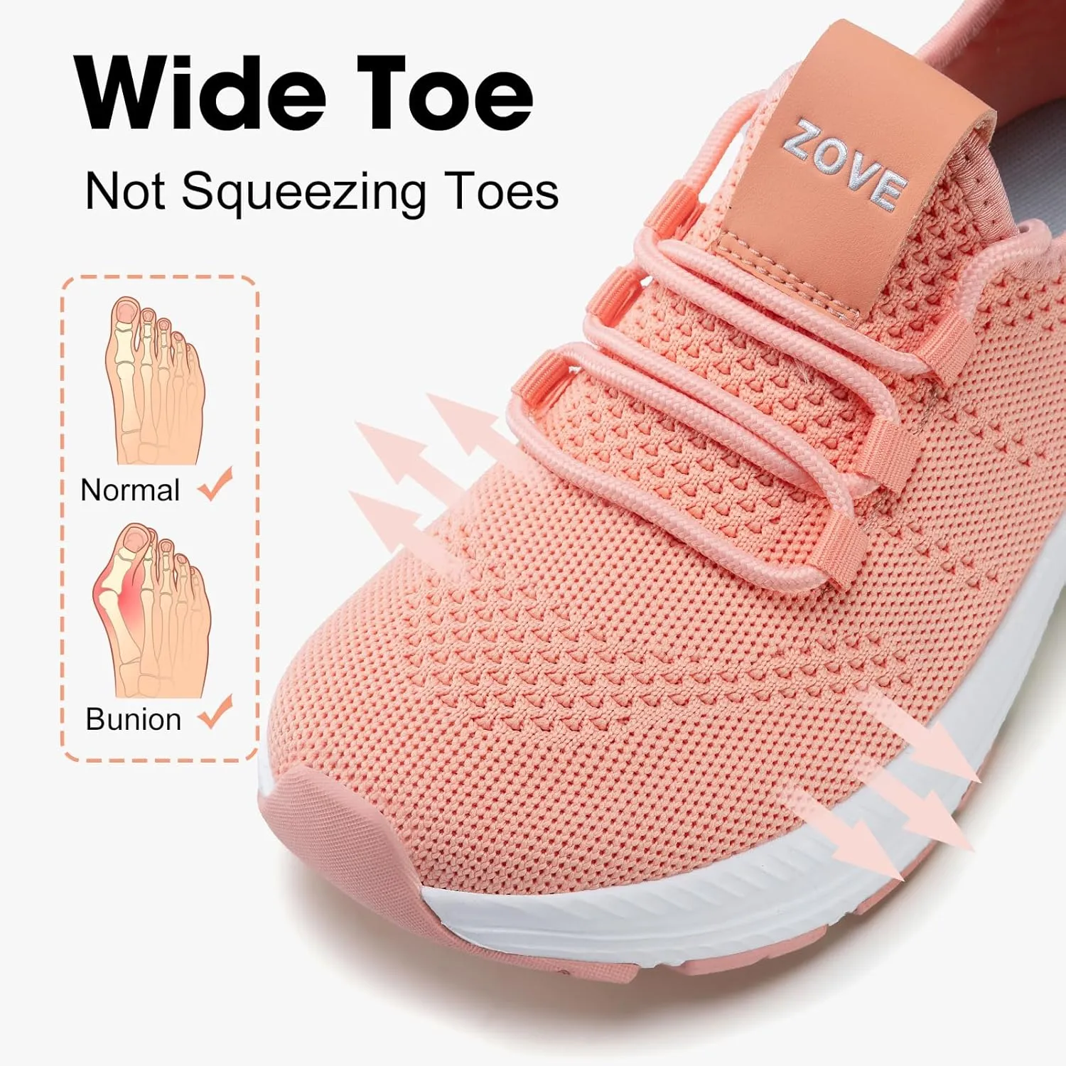 ZOVE Wide Toe Box Shoes Women Extra Wide Width Sneakers Ultra Light Road Running Shoes Non-Slip Tennis Sneakers Breathable Walking Athletic