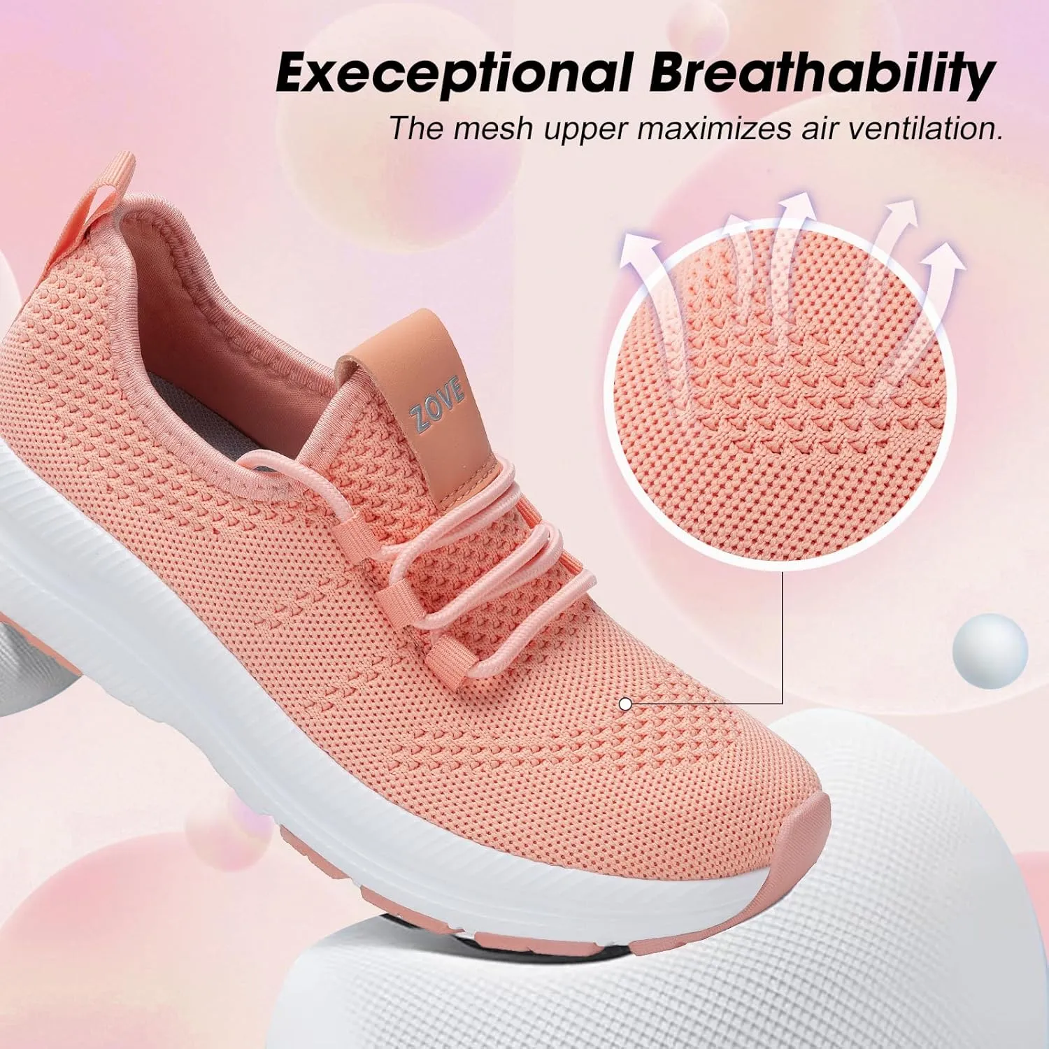 ZOVE Wide Toe Box Shoes Women Extra Wide Width Sneakers Ultra Light Road Running Shoes Non-Slip Tennis Sneakers Breathable Walking Athletic